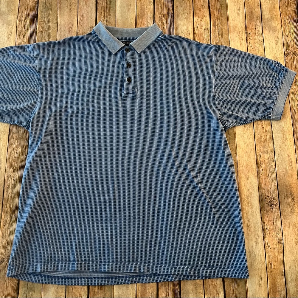 Vintage 90’s men’s short sleeve blue polo shirt | size large